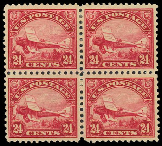 US Stamp Values Scott Catalogue # C6: 24c 1923 Air DeHavilland Biplane. Daniel Kelleher Auctions, Oct 2011, Sale 626, Lot 555