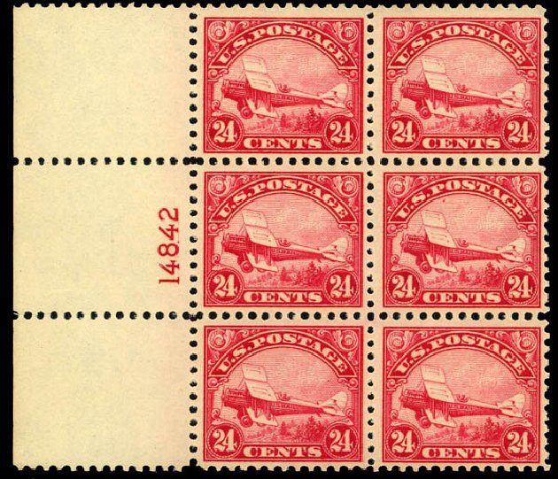 Costs of US Stamp Scott Cat. C6: 24c 1923 Air DeHavilland Biplane. Daniel Kelleher Auctions, Dec 2012, Sale 633, Lot 1065