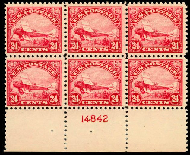 Cost of US Stamps Scott Catalogue #C6: 24c 1923 Air DeHavilland Biplane. Daniel Kelleher Auctions, Jan 2015, Sale 663, Lot 2062