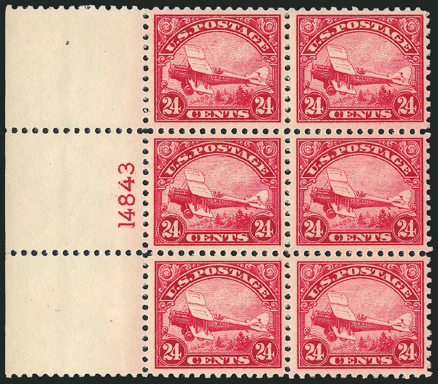US Stamps Prices Scott Cat. #C6 - 24c 1923 Air DeHavilland Biplane. Robert Siegel Auction Galleries, Apr 2009, Sale 971, Lot 1902