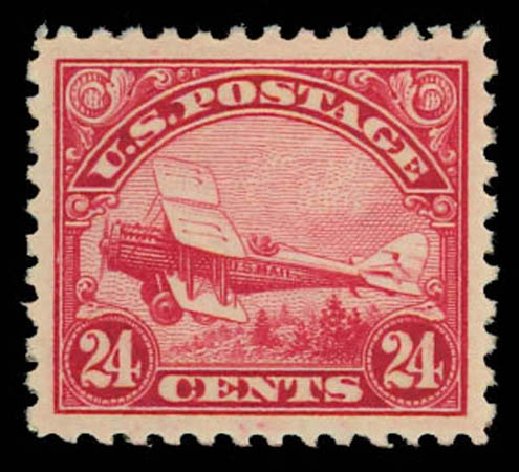 Value of US Stamp Scott Cat. C6: 1923 24c Air DeHavilland Biplane. Daniel Kelleher Auctions, Oct 2011, Sale 626, Lot 553