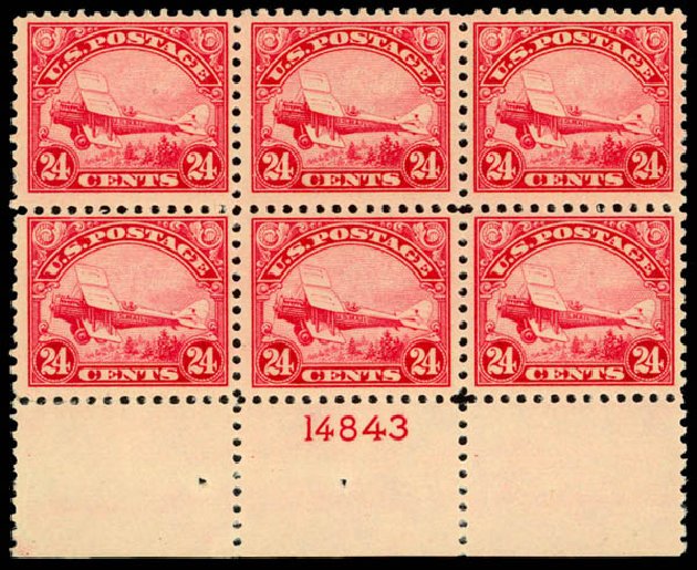 US Stamp Prices Scott Catalog C6 - 24c 1923 Air DeHavilland Biplane. Daniel Kelleher Auctions, Jan 2015, Sale 663, Lot 2063