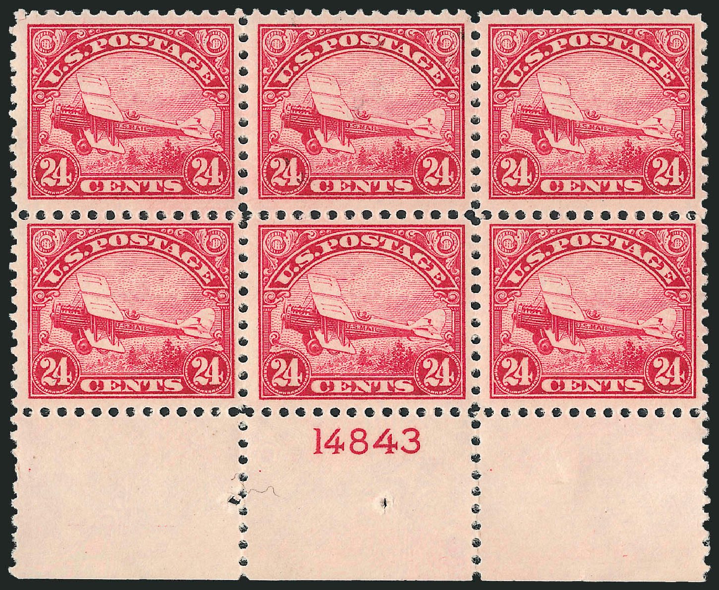 Cost of US Stamps Scott Cat. #C6 - 1923 24c Air DeHavilland Biplane. Robert Siegel Auction Galleries, Apr 2009, Sale 971, Lot 1903