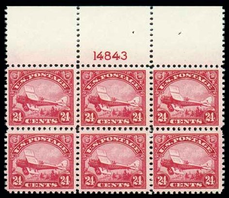 US Stamps Price Scott Cat. C6: 24c 1923 Air DeHavilland Biplane. Matthew Bennett International, Dec 2007, Sale 324, Lot 1236