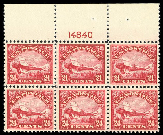 Value of US Stamps Scott Catalogue C6 - 24c 1923 Air DeHavilland Biplane. Matthew Bennett International, Sep 2012, Sale 346, Lot 896