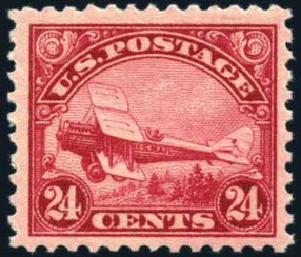 Cost of US Stamp Scott Catalogue # C6: 24c 1923 Air DeHavilland Biplane. Harmer-Schau Auction Galleries, Oct 2010, Sale 87, Lot 366
