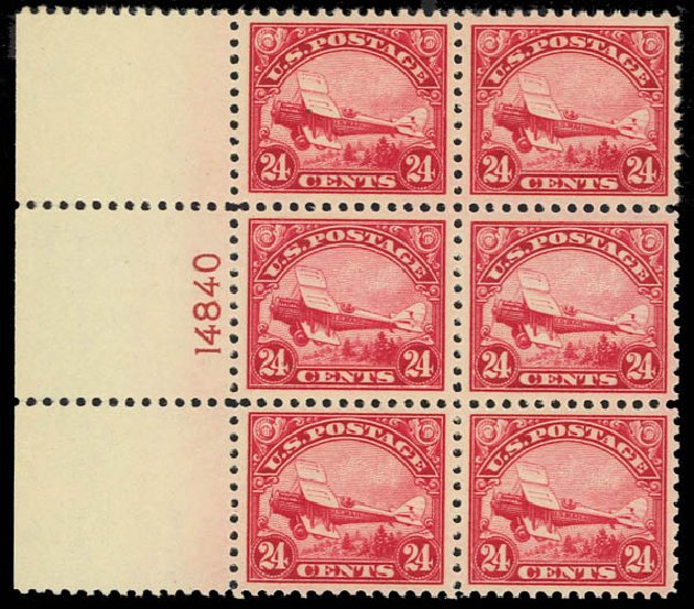 US Stamps Prices Scott #C6: 24c 1923 Air DeHavilland Biplane. Daniel Kelleher Auctions, Jan 2012, Sale 628, Lot 676