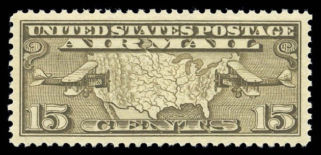Costs of US Stamps Scott # C8: 1926 15c Air Map and Planes. Matthew Bennett International, Sep 2010, Sale 333, Lot 3911