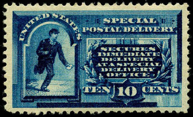 Prices of US Stamp Scott Catalog E1: 10c 1885 Special Delivery. Matthew Bennett International, Jun 2008, Sale 328, Lot 1138