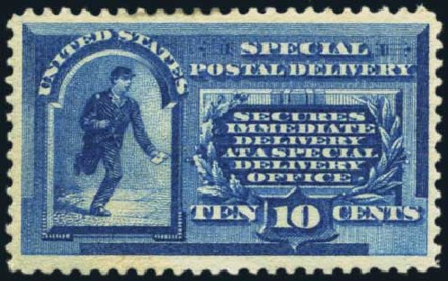 US Stamp Price Scott Catalog #E1 - 1885 10c Special Delivery. Harmer-Schau Auction Galleries, Jan 2014, Sale 100, Lot 668