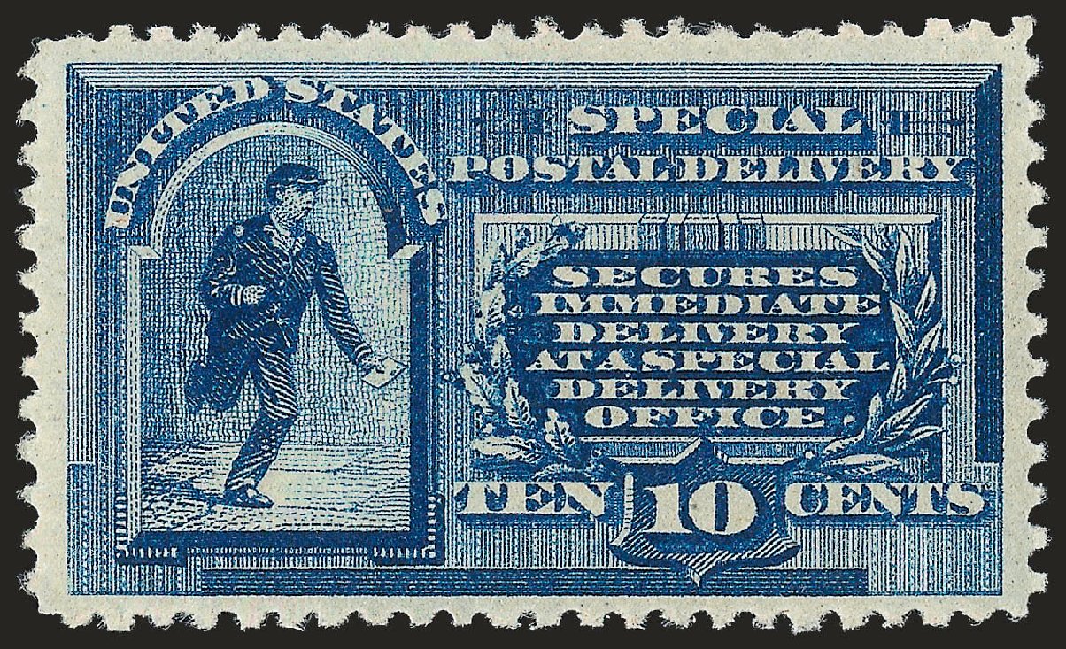 Value of US Stamp Scott #E1 - 10c 1885 Special Delivery. Robert Siegel Auction Galleries, Apr 2010, Sale 984, Lot 1088