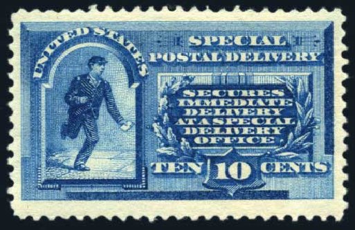 US Stamps Value Scott Cat. #E1 - 10c 1885 Special Delivery. Harmer-Schau Auction Galleries, Jun 2008, Sale 78, Lot 1729