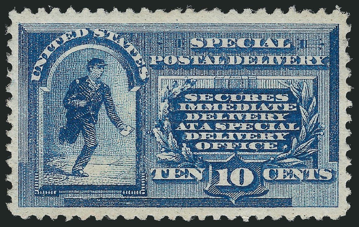 Price of US Stamps Scott Catalog # E1 - 1885 10c Special Delivery. Robert Siegel Auction Galleries, Oct 2012, Sale 1033, Lot 4259