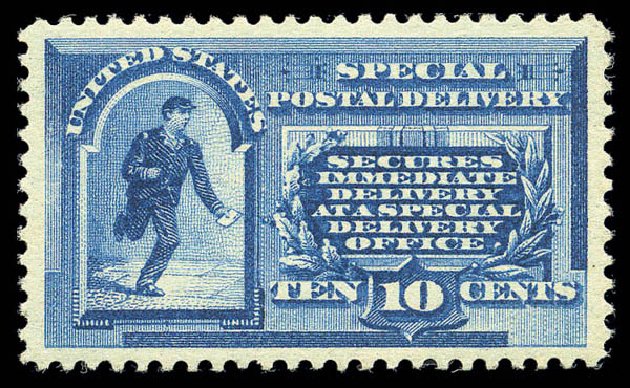 US Stamp Values Scott Catalog # E1: 10c 1885 Special Delivery. Matthew Bennett International, Sep 2010, Sale 331, Lot 880