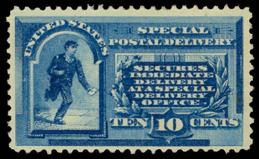 Values of US Stamps Scott Catalogue #E1: 1885 10c Special Delivery. Daniel Kelleher Auctions, Dec 2014, Sale 661, Lot 441