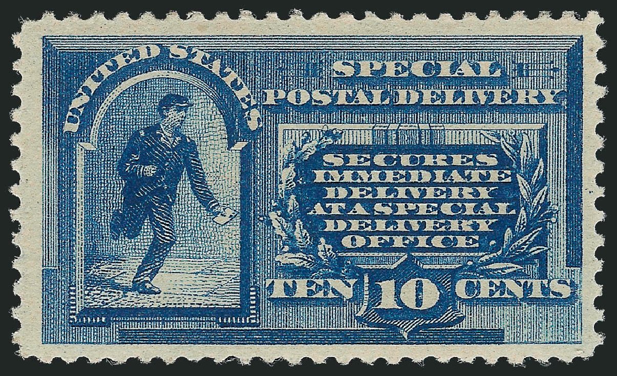 Values of US Stamps Scott E1: 10c 1885 Special Delivery. Robert Siegel Auction Galleries, Oct 2011, Sale 1014, Lot 2211