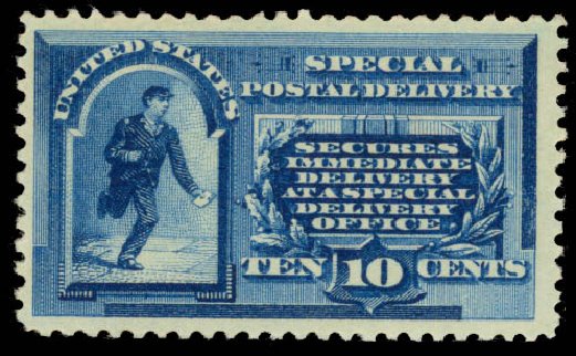 US Stamp Value Scott Catalog # E1: 1885 10c Special Delivery. Daniel Kelleher Auctions, Aug 2015, Sale 672, Lot 2905