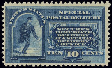Prices of US Stamp Scott Catalog #E1 - 1885 10c Special Delivery. Daniel Kelleher Auctions, Feb 2013, Sale 634, Lot 372