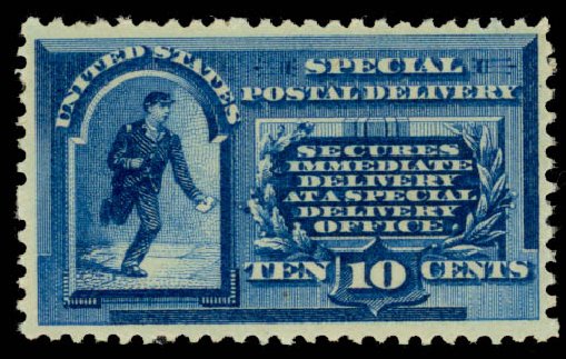 US Stamp Price Scott Catalog E1 - 10c 1885 Special Delivery. Daniel Kelleher Auctions, Sep 2013, Sale 639, Lot 1212