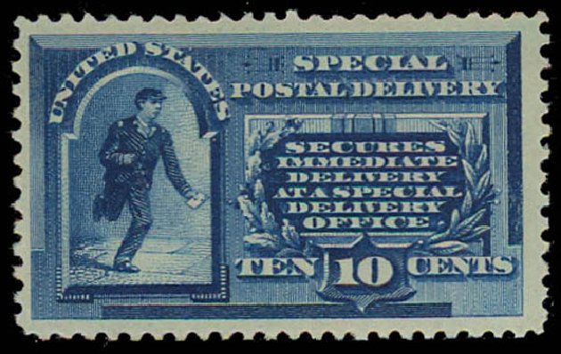 Cost of US Stamps Scott Catalog # E1: 10c 1885 Special Delivery. Daniel Kelleher Auctions, Oct 2011, Sale 626, Lot 573