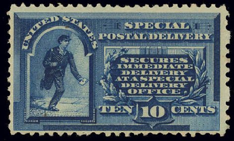 US Stamps Price Scott E1: 1885 10c Special Delivery. Daniel Kelleher Auctions, Feb 2013, Sale 634, Lot 373