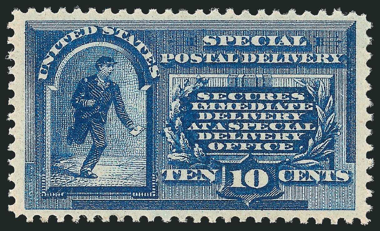 Values of US Stamps Scott Cat. E1 - 10c 1885 Special Delivery. Robert Siegel Auction Galleries, Dec 2011, Sale 1017, Lot 903