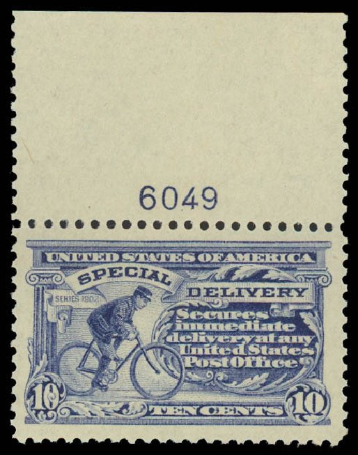 Values of US Stamp Scott Catalog #E11: 1917 10c Special Delivery. Daniel Kelleher Auctions, Aug 2012, Sale 631, Lot 1658