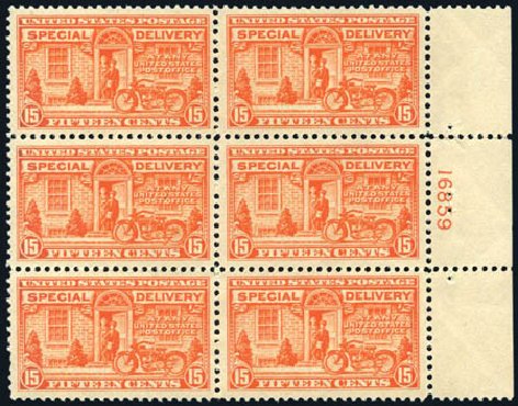 US Stamp Prices Scott Catalogue E13: 1925 15c Special Delivery. Harmer-Schau Auction Galleries, Aug 2011, Sale 90, Lot 1670