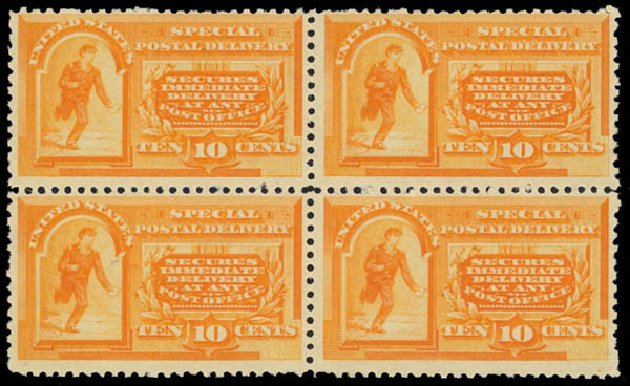US Stamps Values Scott Catalog E3: 10c 1893 Special Delivery. Daniel Kelleher Auctions, Jan 2012, Sale 628, Lot 697