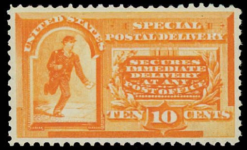 US Stamps Prices Scott Catalog E3: 10c 1893 Special Delivery. Daniel Kelleher Auctions, Jun 2012, Sale 630, Lot 1989