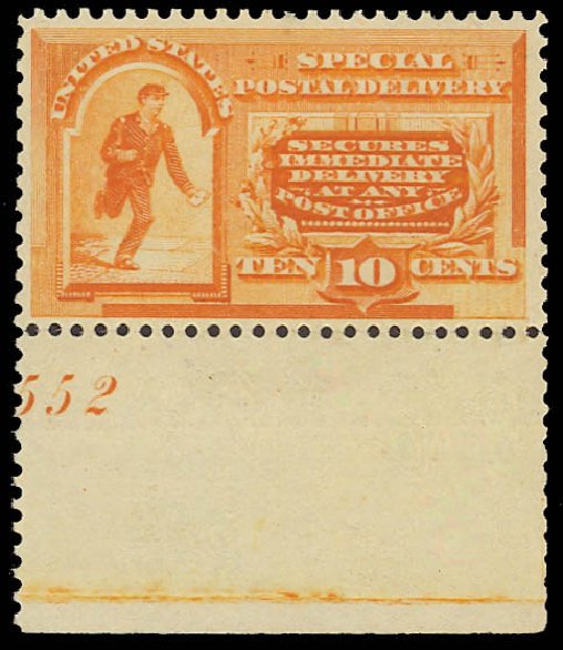 US Stamps Price Scott Cat. E3 - 1893 10c Special Delivery. Daniel Kelleher Auctions, Aug 2012, Sale 631, Lot 1640