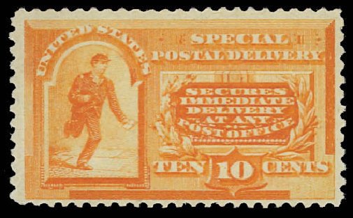 Value of US Stamp Scott E3 - 10c 1893 Special Delivery. Daniel Kelleher Auctions, Oct 2012, Sale 632, Lot 1500