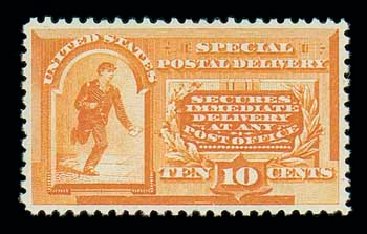 Values of US Stamp Scott # E3 - 1893 10c Special Delivery. Matthew Bennett International, Dec 2007, Sale 325, Lot 2391
