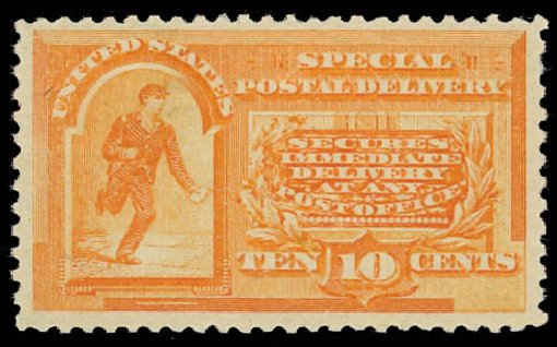 Values of US Stamp Scott # E3: 10c 1893 Special Delivery. Daniel Kelleher Auctions, Oct 2012, Sale 632, Lot 1501