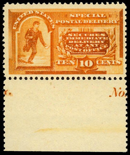 Costs of US Stamps Scott Catalog E3 - 10c 1893 Special Delivery. Daniel Kelleher Auctions, Dec 2012, Sale 633, Lot 1081