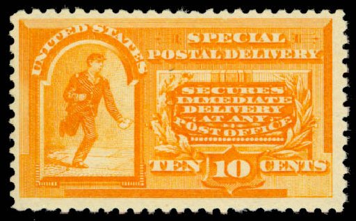 US Stamp Values Scott #E3 - 1893 10c Special Delivery. Daniel Kelleher Auctions, Sep 2013, Sale 639, Lot 1214