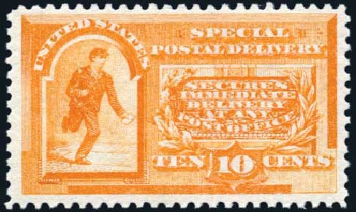 US Stamps Values Scott Cat. #E3: 1893 10c Special Delivery. Harmer-Schau Auction Galleries, May 2014, Sale 101, Lot 202