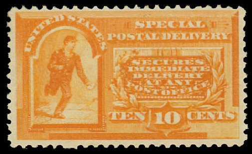 Values of US Stamp Scott Catalog E3: 10c 1893 Special Delivery. Daniel Kelleher Auctions, Jun 2012, Sale 630, Lot 1992