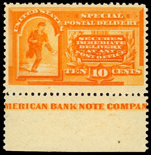 Prices of US Stamp Scott E3: 1893 10c Special Delivery. Daniel Kelleher Auctions, Dec 2012, Sale 633, Lot 1082