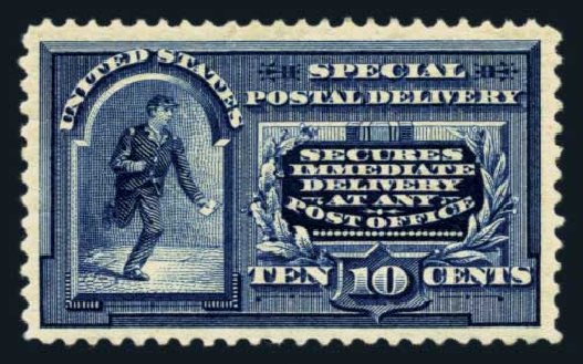 Costs of US Stamp Scott # E4 - 1894 10c Special Delivery. Harmer-Schau Auction Galleries, Aug 2014, Sale 102, Lot 2179