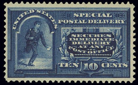 Costs of US Stamps Scott #E4: 10c 1894 Special Delivery. Daniel Kelleher Auctions, Feb 2013, Sale 634, Lot 375