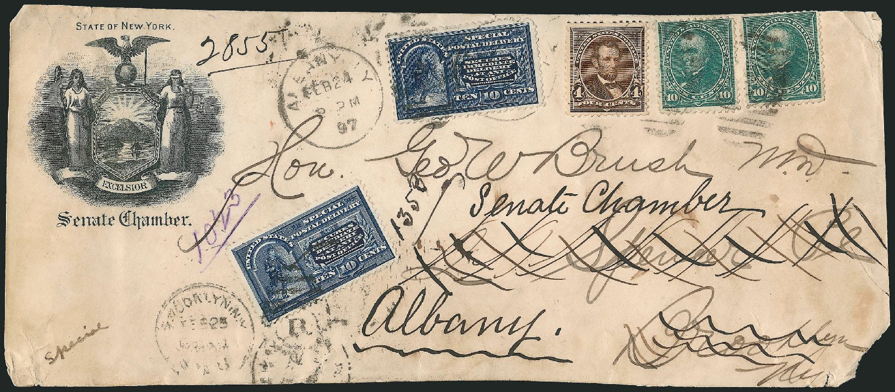 Prices of US Stamps Scott Catalog #E5: 10c 1895 Special Delivery. Robert Siegel Auction Galleries, Dec 2009, Sale 977, Lot 627