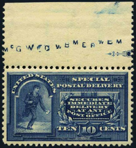 US Stamp Value Scott Catalog # E5: 10c 1895 Special Delivery. Harmer-Schau Auction Galleries, Aug 2012, Sale 94, Lot 1749