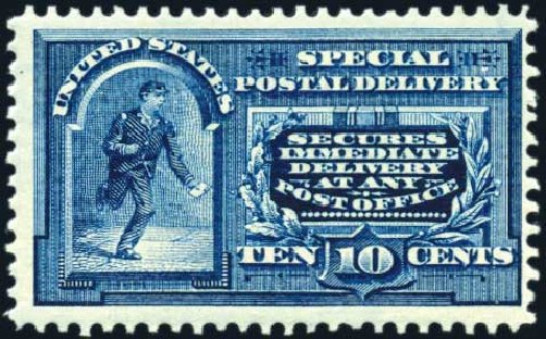 Prices of US Stamp Scott # E5: 1895 10c Special Delivery. Harmer-Schau Auction Galleries, Oct 2009, Sale 83, Lot 485