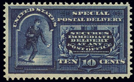 Values of US Stamps Scott E5: 10c 1895 Special Delivery. Daniel Kelleher Auctions, Feb 2013, Sale 634, Lot 376