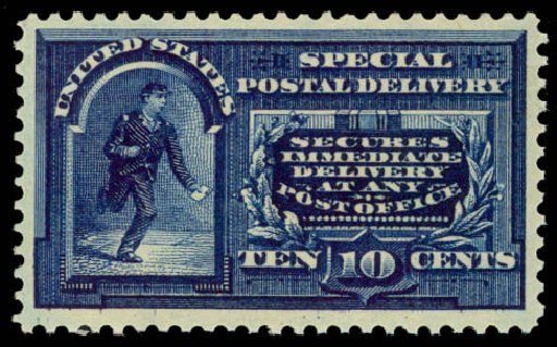 US Stamp Values Scott Cat. E5: 1895 10c Special Delivery. Daniel Kelleher Auctions, Sep 2013, Sale 639, Lot 1216