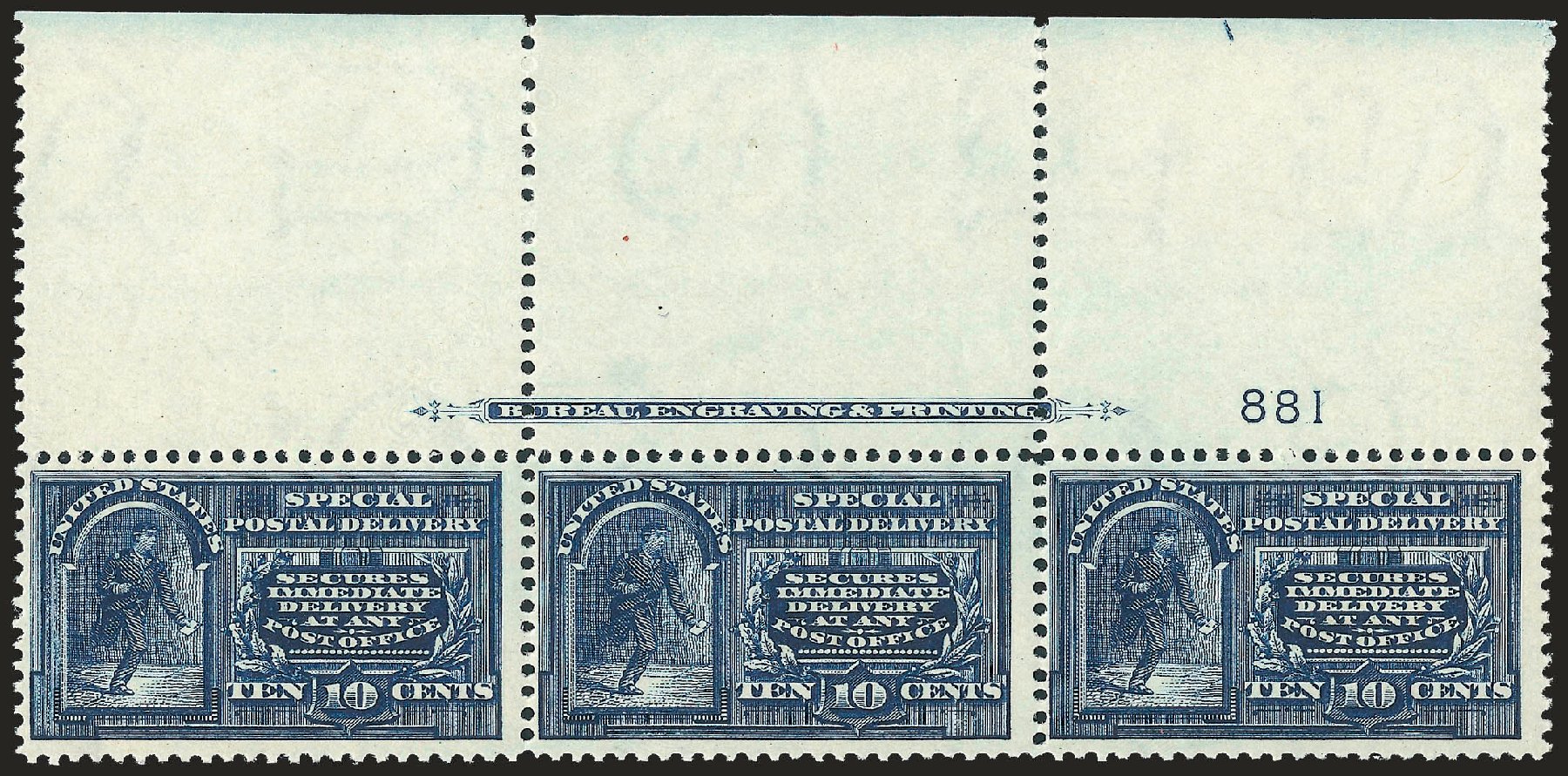 Values of US Stamp Scott Cat. #E5 - 10c 1895 Special Delivery. Robert Siegel Auction Galleries, Dec 2009, Sale 977, Lot 616