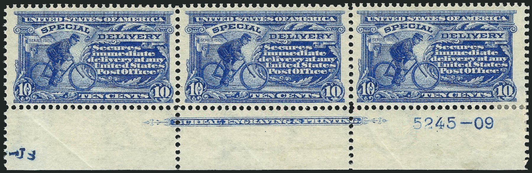 Values of US Stamps Scott Cat. # E6: 10c 1902 Special Delivery. Robert Siegel Auction Galleries, Jul 2014, Sale 1077, Lot 391