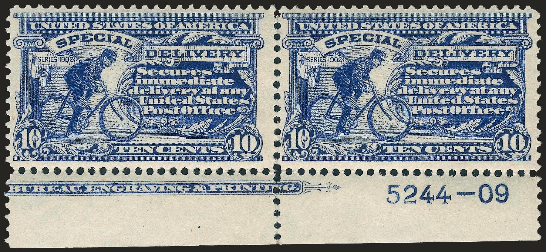Values of US Stamp Scott Catalogue #E6 - 1902 10c Special Delivery. Robert Siegel Auction Galleries, Apr 2009, Sale 972, Lot 3402