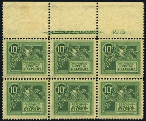 US Stamp Value Scott Catalog # E7: 10c 1908 Special Delivery. Harmer-Schau Auction Galleries, Aug 2012, Sale 94, Lot 1756